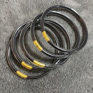 Black and Gold All Weather Bangles (Set of 5)